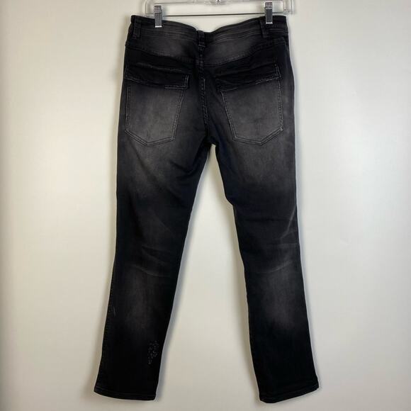 FREE PEOPLE MOUNTAINEER RELAXED JEAN DISTRESSED BLACK SIZE 4 - Picture 8 of 11